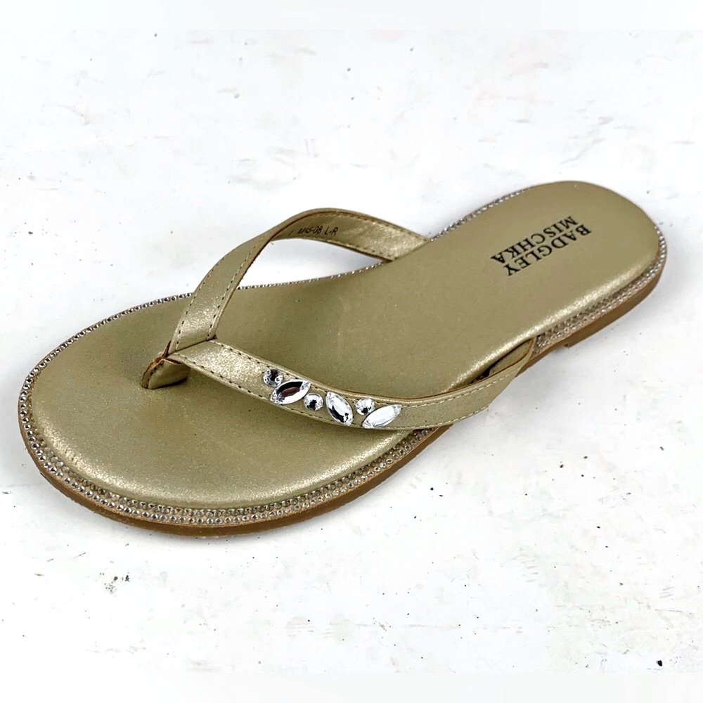 Badgley Mischka Girls Dress Flip Flops sisal